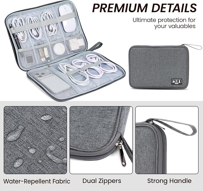 Large Slim Cable Organizer Travel Case, Single-Layer Electronic Accessories - Image 3