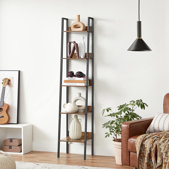VASAGLE Bookshelf, 5-Tier Narrow Book Shelf, 11.8 x 13.3 x 66.9 Inches - Image 2