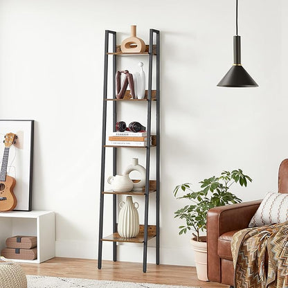 VASAGLE Bookshelf, 5-Tier Narrow Book Shelf, 11.8 x 13.3 x 66.9 Inches - Image 2