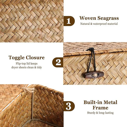 Dryer Sheet Holder, Woven Seagrass Dryer Sheets Container - Image 5