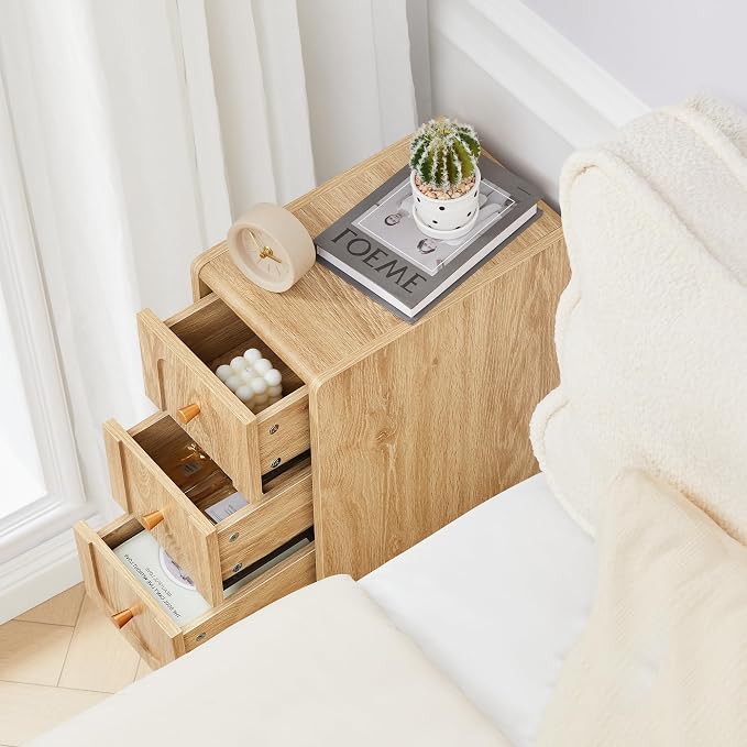 Small Nightstand Set of 2, Narrow Nightstand Slim Couch Side Table - Image 5