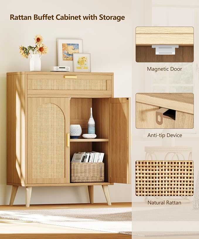 Keehusux Rattan Storage Cabinet - Image 5