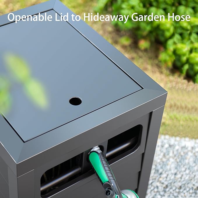 AQUAZILLA Metal Garden Hose Reel Deck box, Durable Steel Garden Hose Storage - Image 6