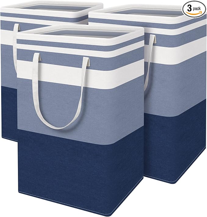 BlissTotes 3-Pack Laundry Basket, Freestanding＆Waterproof Laundry Hamper by BlissTotes