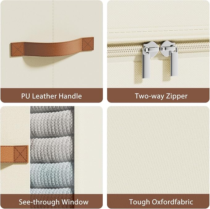 Clothes Storage Bins with Sturdy Frames, Foldable Fabric Clothing Organizer Box - Image 5