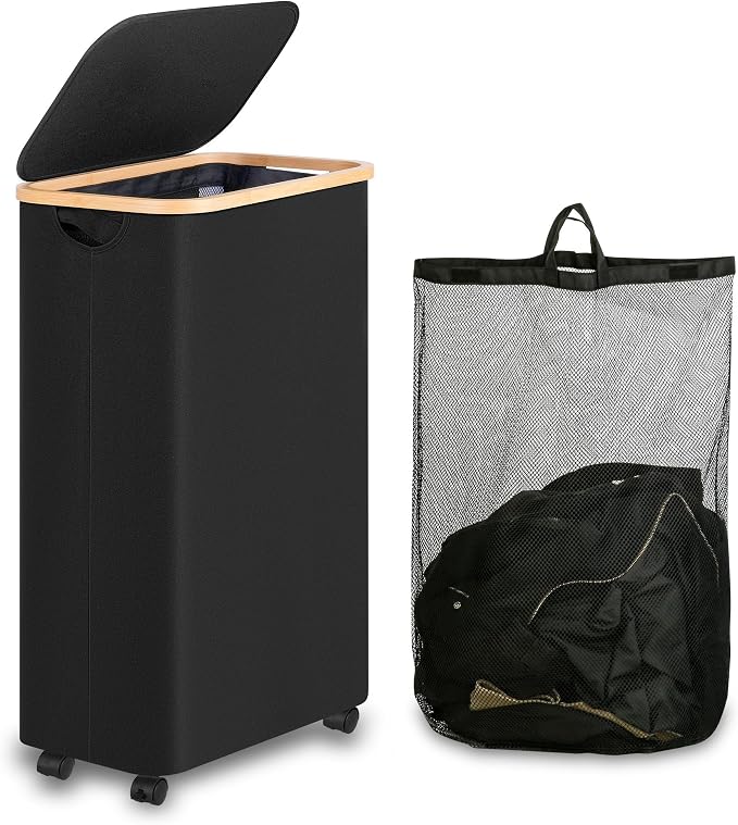 Laundry Hamper with Wheels, 75L Laundry Basket with lid Rolling Clothes Basket by iEGrow
