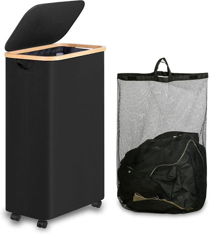 Laundry Hamper with Wheels, 75L Laundry Basket with lid Rolling Clothes Basket by iEGrow