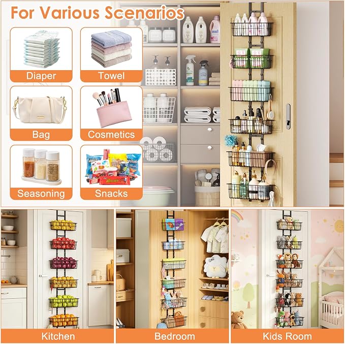 Hongtamoya Over The Door Organizer, Adjustable Hanging Door Organizer - Image 7