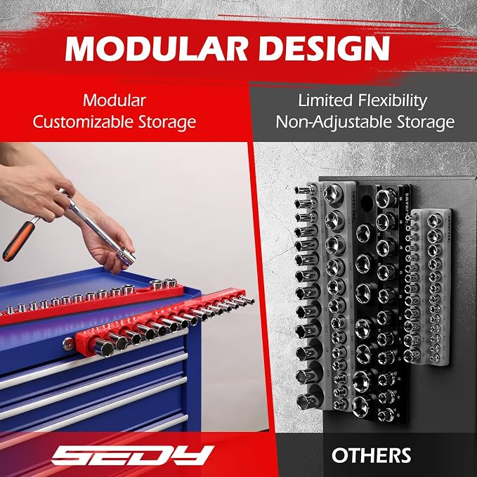 2-Piece 3/8"-Drive Metric Magnetic Socket Organizer Set - Image 3