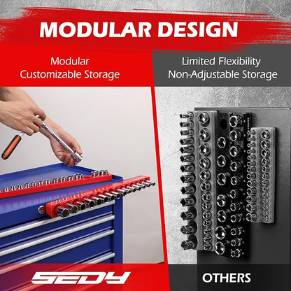 2-Piece 3/8"-Drive Metric Magnetic Socket Organizer Set - Image 3