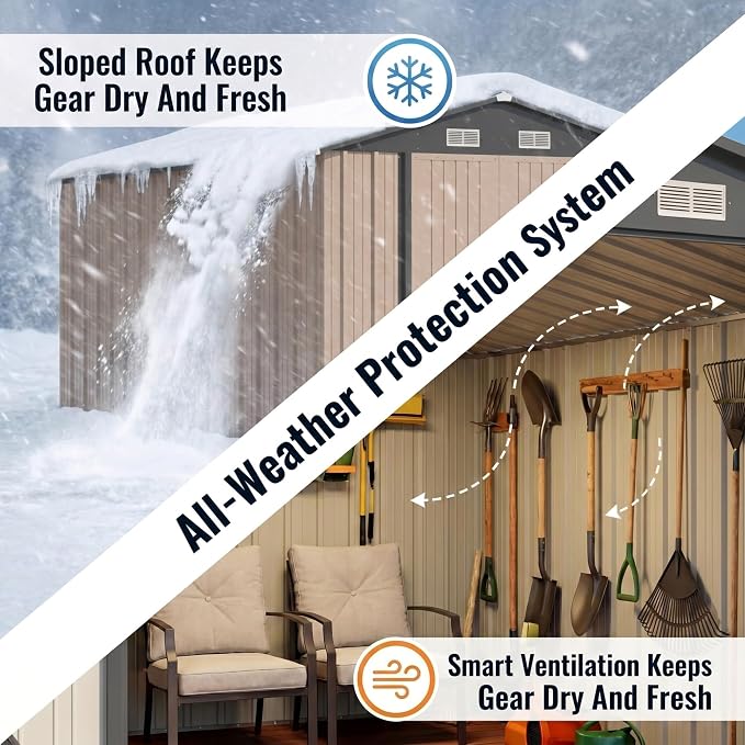 Devoko 8x12 FT Outdoor Storage Shed, Metal Tool Shed - Image 4