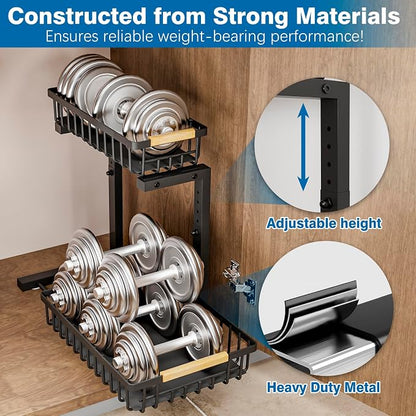 Under Sink Organizers, 2 Tier Pull Out Under Cabinet Organizer，Height - Image 7