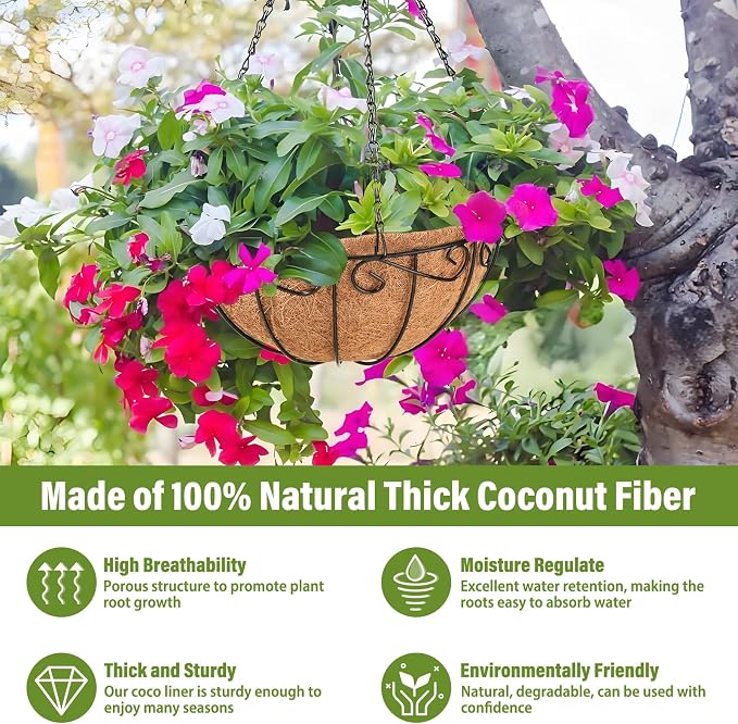3 Pack 12 Inch Metal Hanging Baskets - Image 3