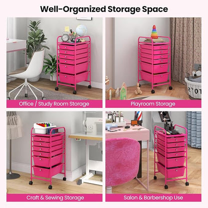 Giantex 6 Storage Drawer Cart Rolling Organizer Cart - Image 7