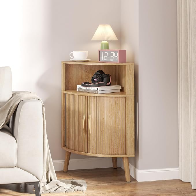 Bathroom Corner Storage Cabinet, 31.5''H Small Floor Corner Cabinet - Image 5