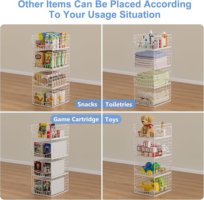 4-Tier Stackable Closet Organizers and Storage Shelves, Foldable & - Image 8