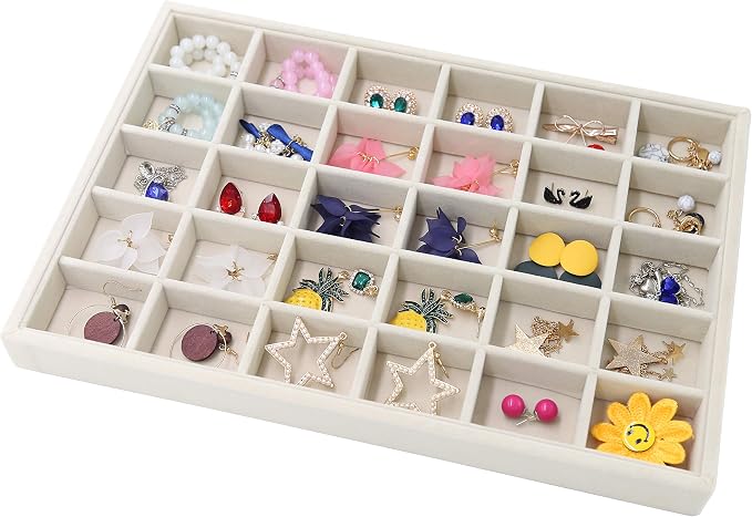 Stratalife 30 Grid Jewelry Organizer Tray, Stackable Drawer Earring Organizer - Image 5