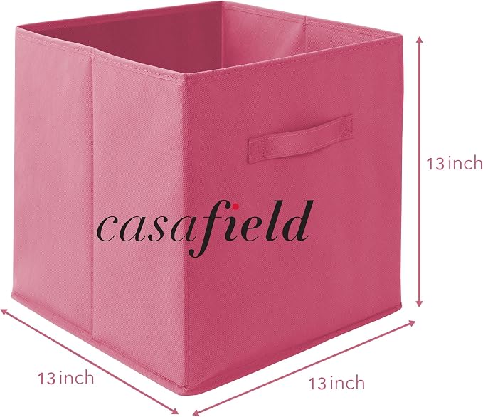 Casafield Set of 6 Collapsible Fabric Cube Storage Bins, Hot Pink - Image 7