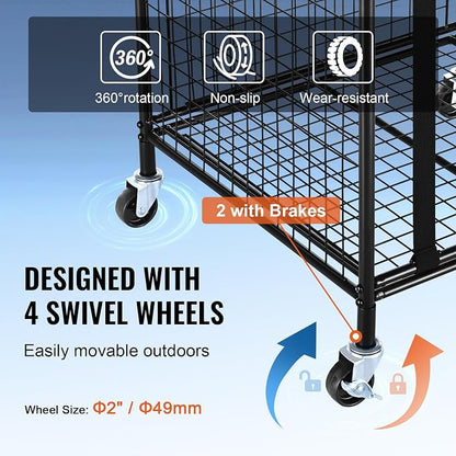 VEVOR Rolling Sports Ball Storage Cart, Lockable Basketball Cage - Image 3