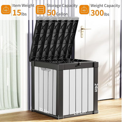 ROJIK 50 Gallon Resin Deck Box, Lockable Waterproof Weatherproof Outdoor - Image 5