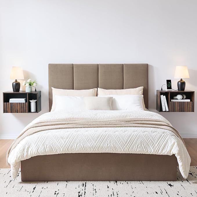 Modern Walnut Fluted Floating Nightstand - Image 8