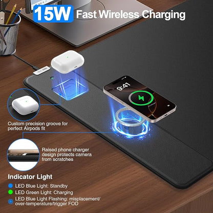 Magnetic Wireless Charging Mouse Pad, 31.5"x15.8" Large Gaming Desk Mat - Image 2