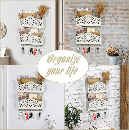 Key and Mail Holder for Wall, 2-Slot Mail Organizer Wall Mount - Image 6
