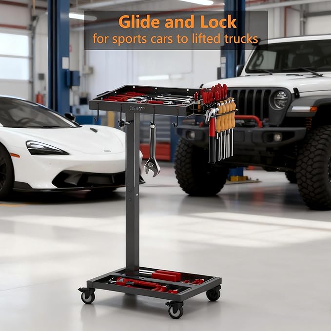 DEHOYI Adjustable Height Metal Tool Cart - Image 2