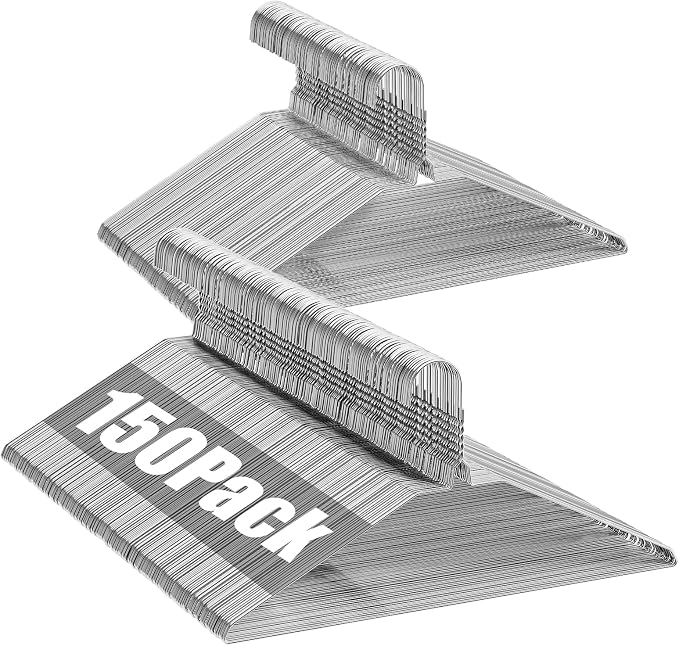 Wire Metal Clothes Hangers Bulk 150 Pack, 16 Inch 12 Gauge Standard Size by Fotoumgl