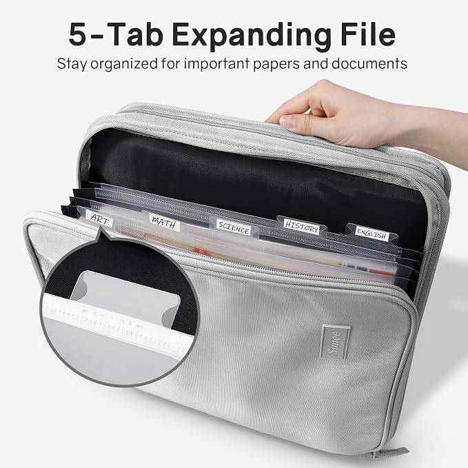 SUNEE Zippered Binder Bag with Handle, 2-Inch 3-Ring O-Ring, 500-Sheet Capacity - Image 2
