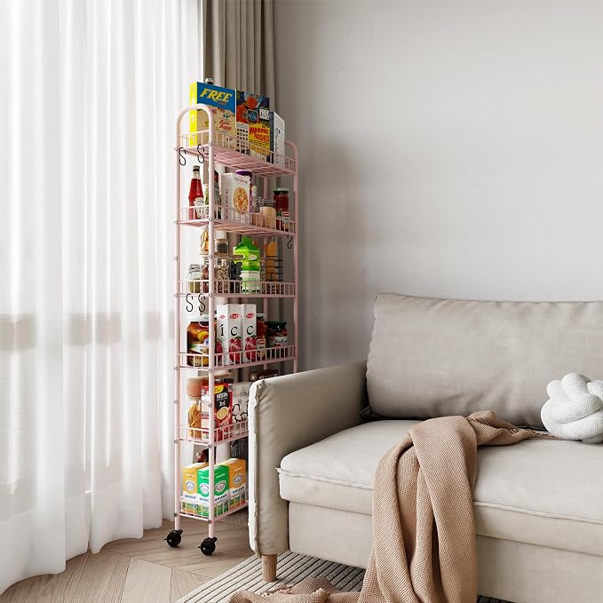 6 Tier Slim Rolling Storage Cart - Image 8