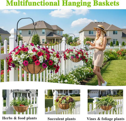EIMQUVW 4 Pack Hanging Planter Basket Outdoor Large Hanging Flower Pots Indoor - Image 6