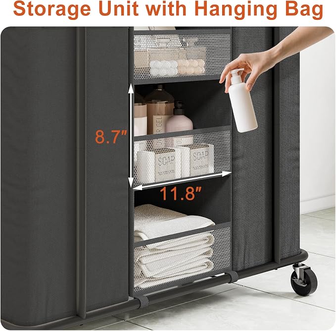 WOWLIVE Laundry Sorter 2 Section 200L Rolling Laundry Hamper - Image 4