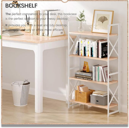 4NM 4 Tiers No Assembly Book Shelves, 41.3" H Folding Bookshelf Bookcase Open - Image 2