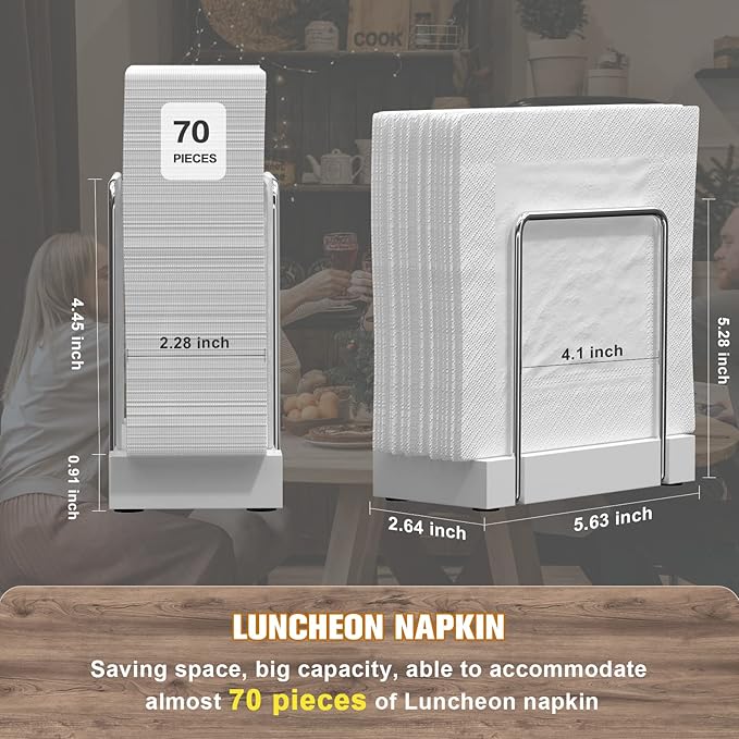 Napkin Holder for Table, Bamboo Iron Standing Napkin Dispenser for Kitchen - Image 7