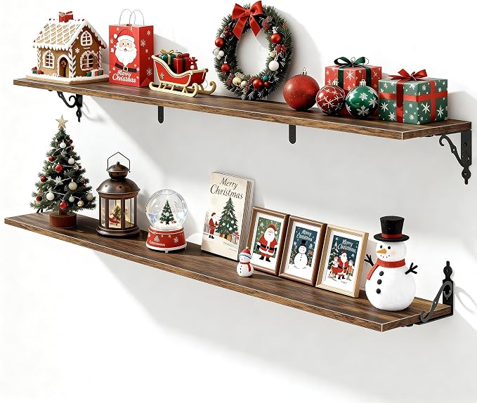 Fun Memories 55 Inch Floating Shelves, Long Floating Shelves Wall-Mounted by FunMemories