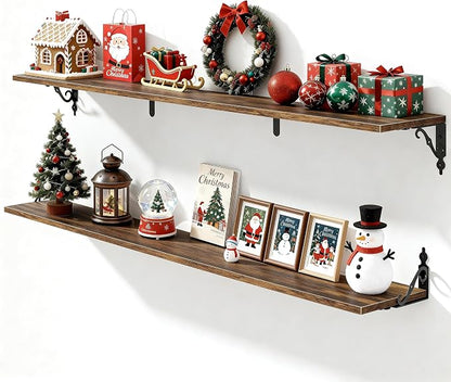 Fun Memories 55 Inch Floating Shelves, Long Floating Shelves Wall-Mounted by FunMemories