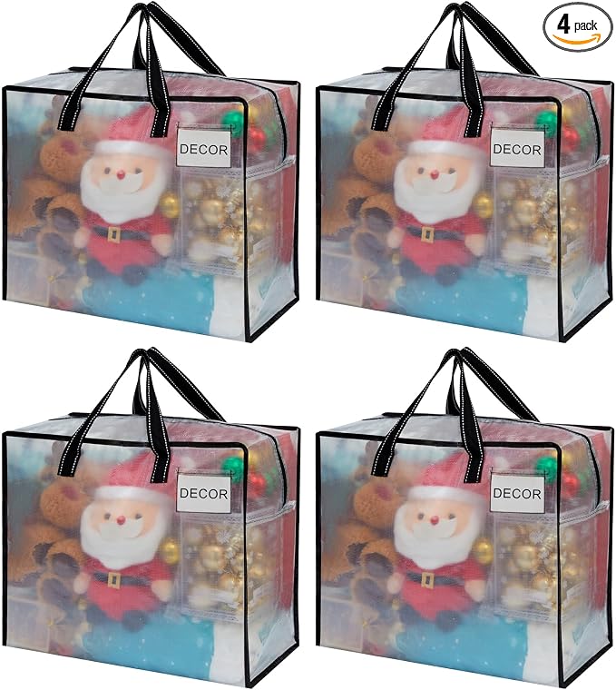 VENO 4 Pack Heavy Duty Moving Bags, Storage Bags, Packing Supplies, Top Zipper by Veno
