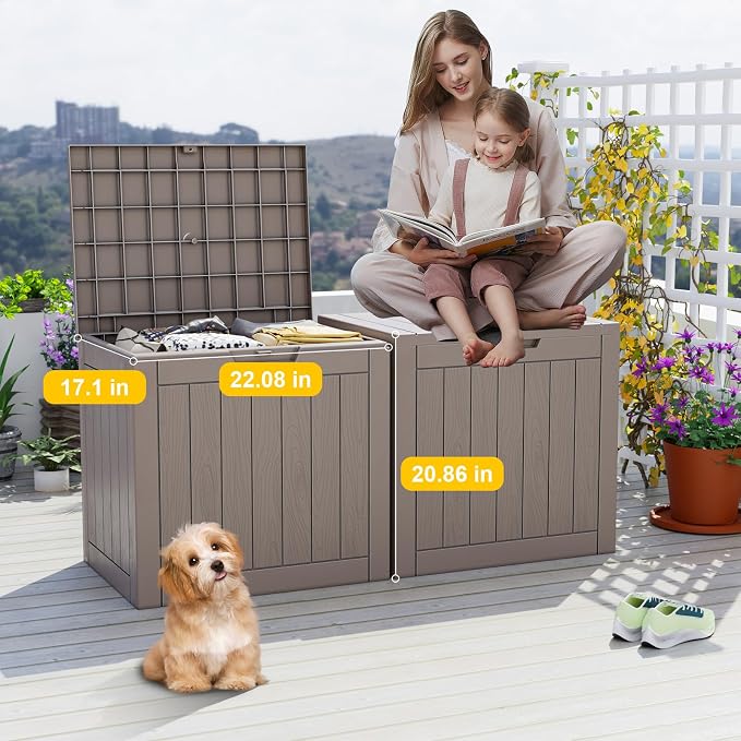 PatioZen 30 Gallon Deck Box, Resin Outdoor Storage Box - Image 5