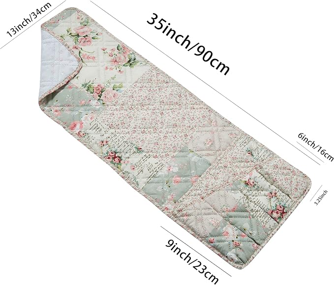 Brilliant Sunshine Rose and Sage Patchwork Sofa Armrest 5 Pockets Organizer - Image 4