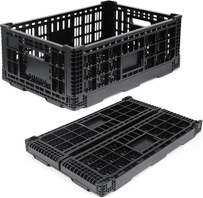 Collapsible Milk Crates for Storage, 52L Storage Crates, Heavy Duty Milk Crate by Shineyaplus