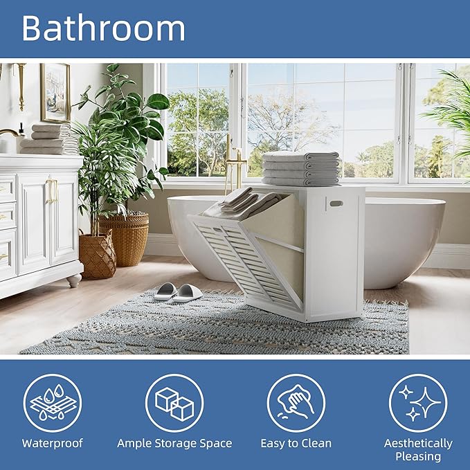 HITNET Tilt Out Laundry Hamper Cabinet, Bathroom Laundry Cabinet - Image 6