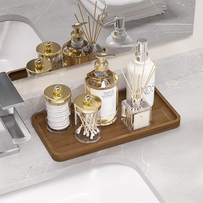 Weenson Bathroom Vanity Tray for Soap Dispenser, Dresser Jewelry, Bamboo - Image 4