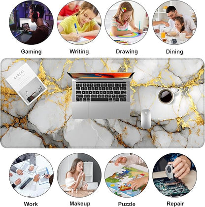 White Marble Mouse Pad – Large Extended Desk Mat 35.43 x 15.75 in – Elegant - Image 9