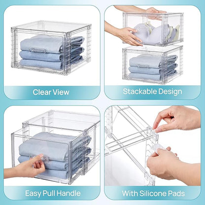 Vtopmart 6 Pack 18QT Clear Stackable Storage Drawers, Easily Assemble Closet - Image 7