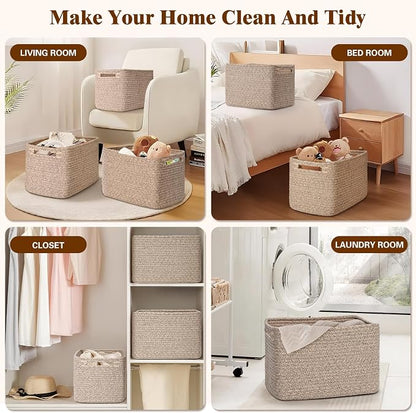 Storage Baskets for Organizing, 4 Pack Storage Baskets for Shelves, Woven - Image 6