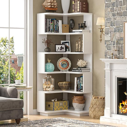 Armocity Corner Book Shelf, 6-Shelf L Shaped Corner Bookshelf - Image 5
