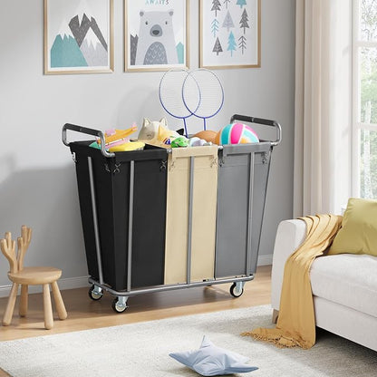 Large laundry hamper with Wheels, 360L 3 Bag Big Rolling Laundry Hamper Sorter - Image 7