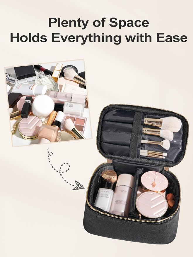 Cosmetic Bag, ROWNYEON Makeup Bag, Portable Makeup Train Case, Travel Toiletry - Image 2