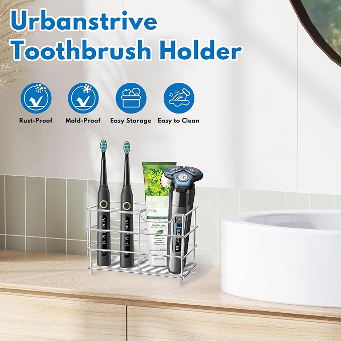 Urbanstrive 304 Stainless Steel Bathroom Toothbrush Holder Toothpaste Holder - Image 7